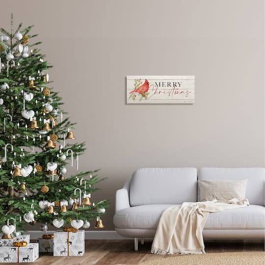 Stupell Industries Merry Christmas Cardinal Canvas Wall Art